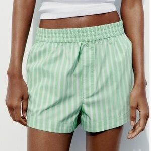 Zara Mint Striped Boxer Shorts Large